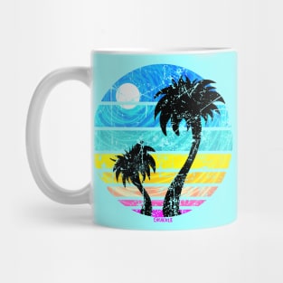 Tropical Retro Sunset (Distressed Version) Mug